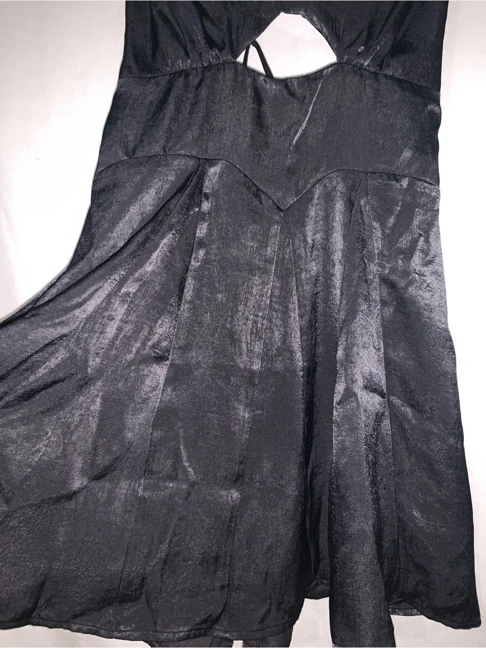 Free People Good Catch Satin Mini Dress In Night Swim Black S